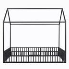 Lit cabane Whisen au design élégant avec cadre en métal, barrière et porte