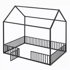 Lit cabane Whisen au design élégant avec cadre en métal, barrière et porte