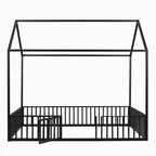 Lit cabane Whisen au design élégant avec cadre en métal, barrière et porte