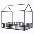 Lit cabane Whisen au design élégant avec cadre en métal, barrière et porte