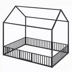 Lit cabane Whisen au design élégant avec cadre en métal, barrière et porte