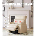 Fauteuil inclinable, fauteuil à bascule électrique pivotant avec chargeur USB pour adultes, avec massage vibrant et chauffage, pour salon, chambre à coucher