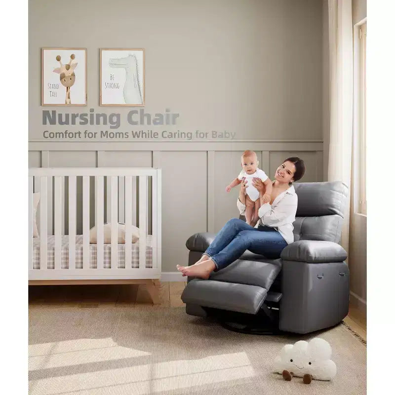 Fauteuil inclinable, fauteuil à bascule électrique pivotant avec chargeur USB pour adultes, avec massage vibrant et chauffage, pour salon, chambre à coucher