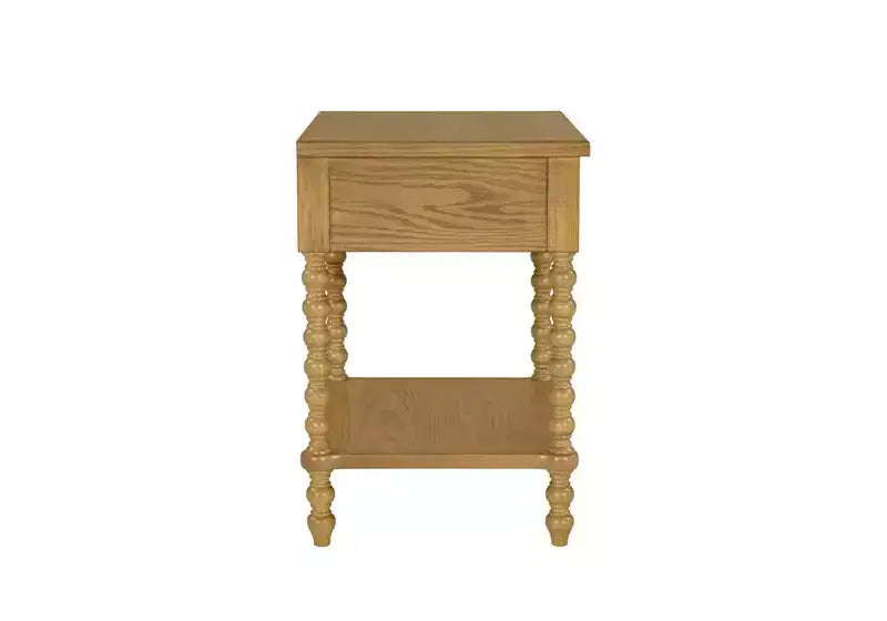 Table de chevet en bois Christopher Knight Home Andy avec tiroir et étagère, pieds tournés, 66 cm de haut