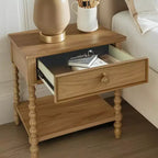 Table de chevet en bois Christopher Knight Home Andy avec tiroir et étagère, pieds tournés, 66 cm de haut