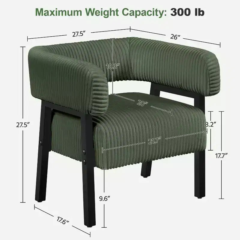 Fauteuil d'appoint rembourré Yaheetech avec pieds en bois massif, assise à ressorts ensachés pour salon, chambre à coucher, coin lecture