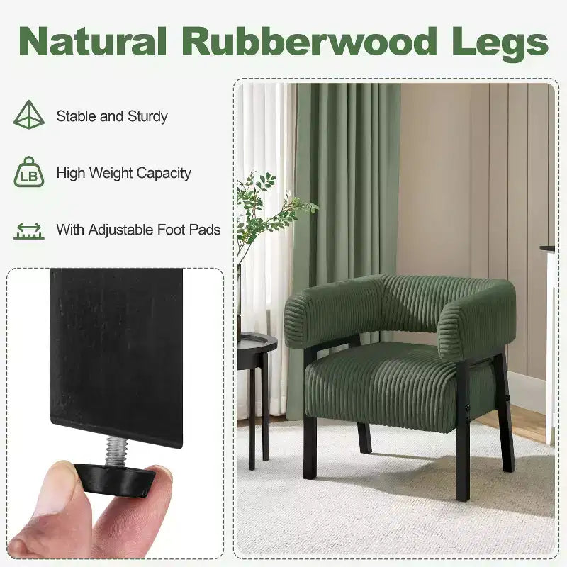 Fauteuil d'appoint rembourré Yaheetech avec pieds en bois massif, assise à ressorts ensachés pour salon, chambre à coucher, coin lecture