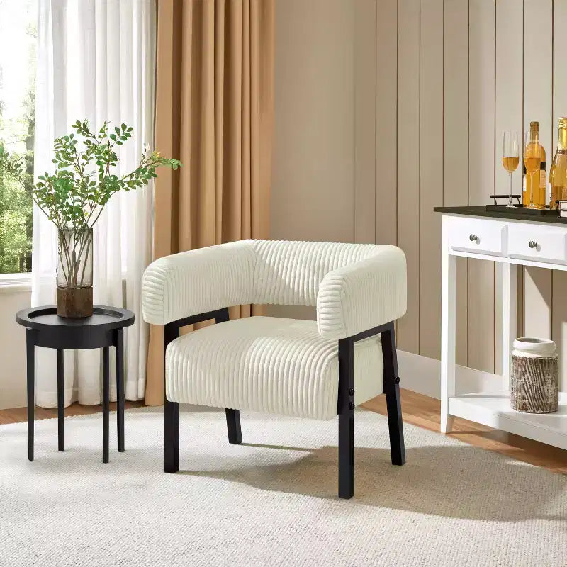 Fauteuil d'appoint rembourré Yaheetech avec pieds en bois massif, assise à ressorts ensachés pour salon, chambre à coucher, coin lecture
