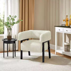 Fauteuil d'appoint rembourré Yaheetech avec pieds en bois massif, assise à ressorts ensachés pour salon, chambre à coucher, coin lecture