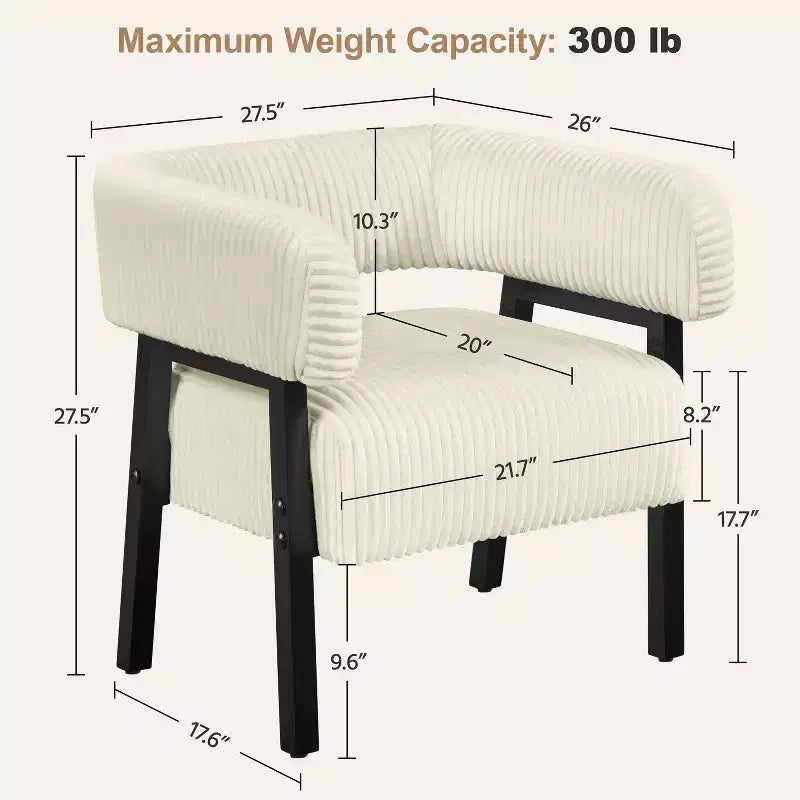 Fauteuil d'appoint rembourré Yaheetech avec pieds en bois massif, assise à ressorts ensachés pour salon, chambre à coucher, coin lecture