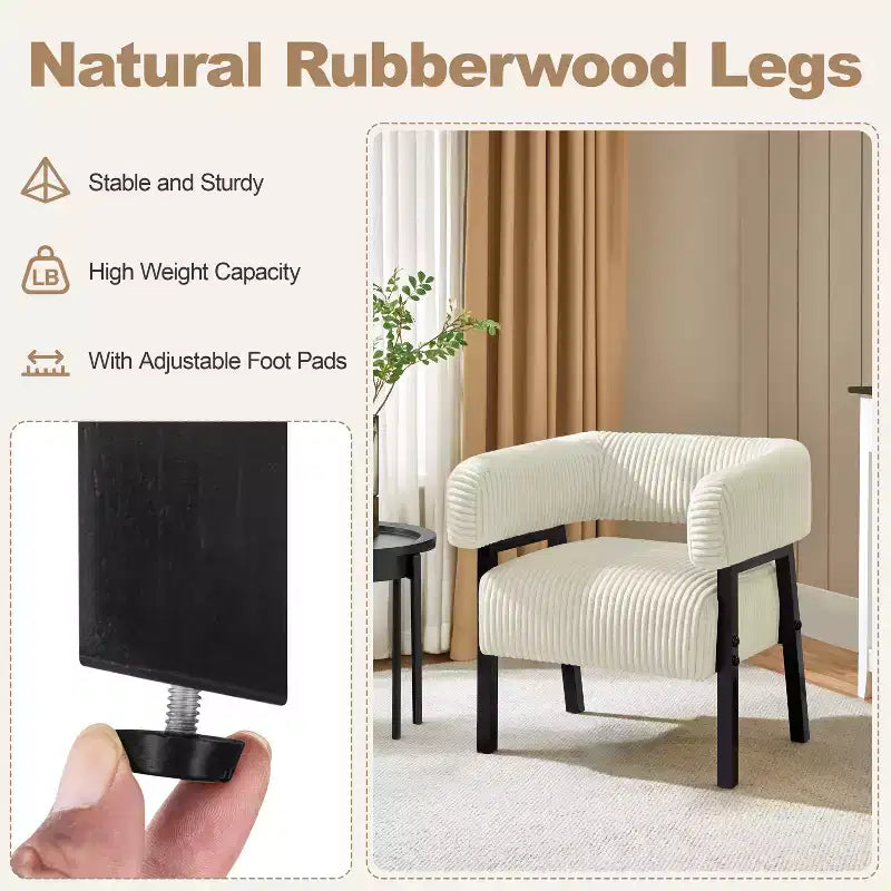 Fauteuil d'appoint rembourré Yaheetech avec pieds en bois massif, assise à ressorts ensachés pour salon, chambre à coucher, coin lecture