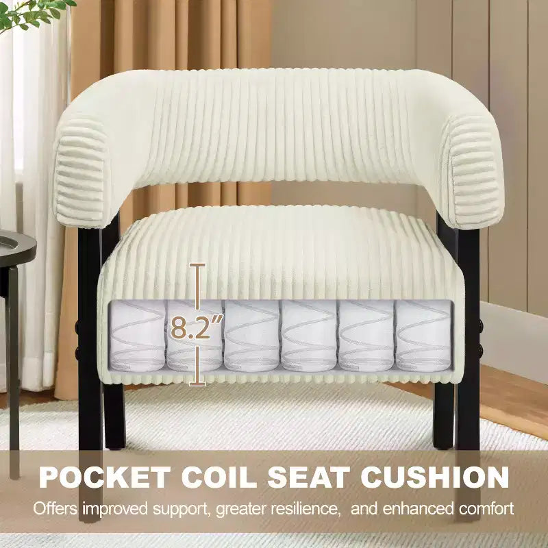 Fauteuil d'appoint rembourré Yaheetech avec pieds en bois massif, assise à ressorts ensachés pour salon, chambre à coucher, coin lecture