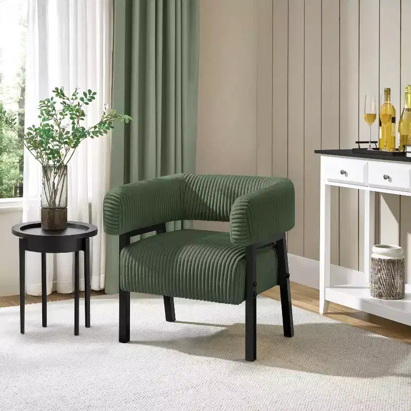 Fauteuil d'appoint rembourré Yaheetech avec pieds en bois massif, assise à ressorts ensachés pour salon, chambre à coucher, coin lecture