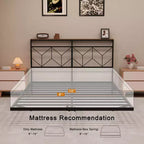 Cadre de lit flottant Hausource avec tête de lit de rangement LED, station de recharge, aucun sommier tapissier requis