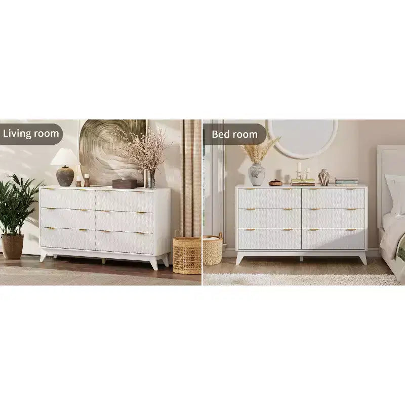 Commode 6 tiroirs pour chambre à coucher, Commode blanche pour chambre à coucher, Commode à six tiroirs motif goutte à goutte 54 avec plateau imitation marbre, Commode bébé pour chambre d'enfant