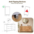 Commode 6 tiroirs pour chambre à coucher, Commode blanche pour chambre à coucher, Commode à six tiroirs motif goutte à goutte 54 avec plateau imitation marbre, Commode bébé pour chambre d'enfant