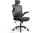 Chaise de bureau ergonomique pour utilisateurs de 1,58 m à 1,93 m, chaise de bureau informatique en maille à dossier haut avec accoudoirs relevables, chaise de bureau à domicile, Noir