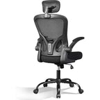 Chaise de bureau ergonomique pour utilisateurs de 1,58 m à 1,93 m, chaise de bureau informatique en maille à dossier haut avec accoudoirs relevables, chaise de bureau à domicile, Noir