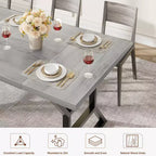Table de salle à manger WhizMax pour 6-8 personnes, table de cuisine rectangulaire en bois de 180 cm avec pieds en métal, table de salle à manger pour salle à manger, cuisine, marron
