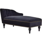 Whisen Canapé de salon en velours 58'', chaise longue à droite, canapé de salon convertible avec garniture cloutée et pieds solides
