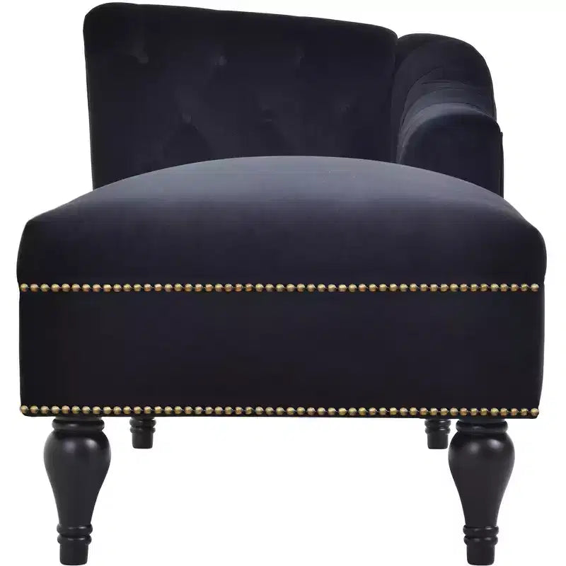 Whisen Canapé de salon en velours 58'', chaise longue à droite, canapé de salon convertible avec garniture cloutée et pieds solides