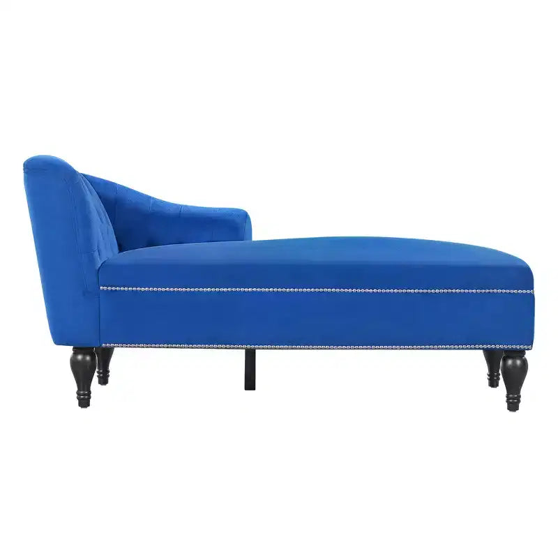 Whisen Canapé de salon en velours 58'', chaise longue à droite, canapé de salon convertible avec garniture cloutée et pieds solides