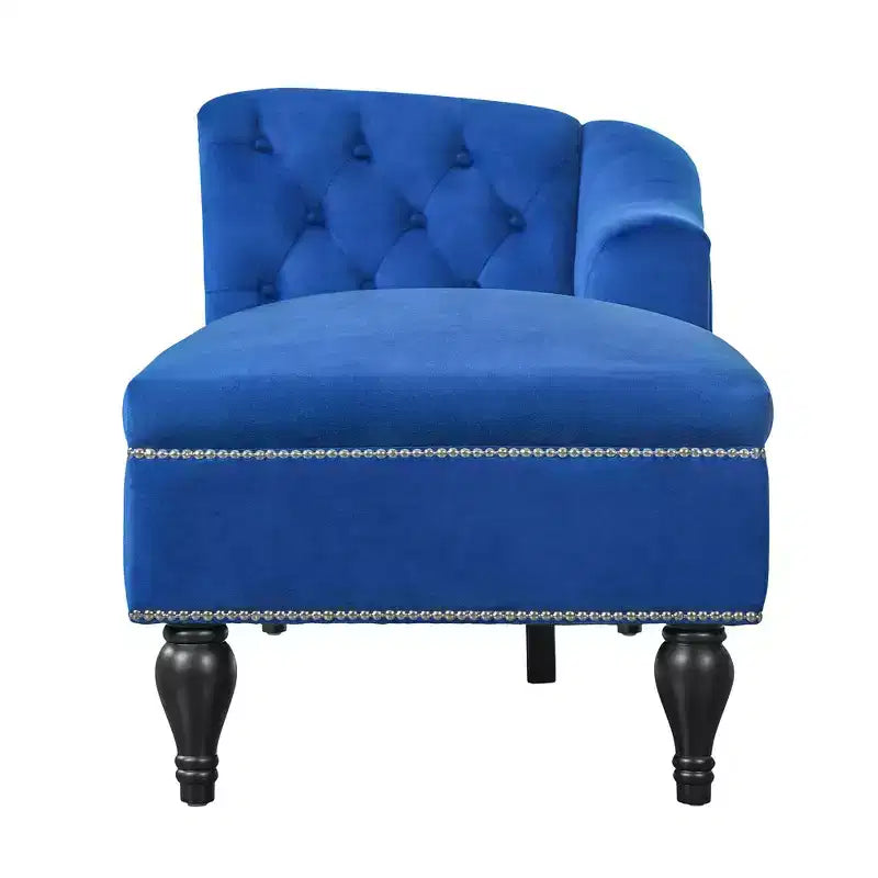 Whisen Canapé de salon en velours 58'', chaise longue à droite, canapé de salon convertible avec garniture cloutée et pieds solides