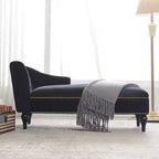 Whisen Canapé de salon en velours 58'', chaise longue à droite, canapé de salon convertible avec garniture cloutée et pieds solides