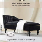 Whisen Canapé de salon en velours 58'', chaise longue à droite, canapé de salon convertible avec garniture cloutée et pieds solides
