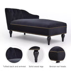Whisen Canapé de salon en velours 58'', chaise longue à droite, canapé de salon convertible avec garniture cloutée et pieds solides