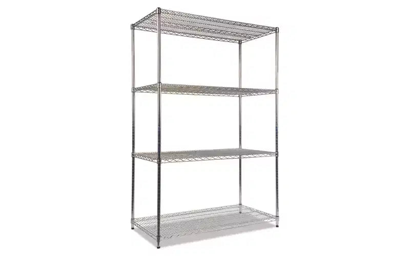 Alera NSF Certified Industrial Four-Shelf Wire Shelving Kit, 48w x 24d x 72h, Silver