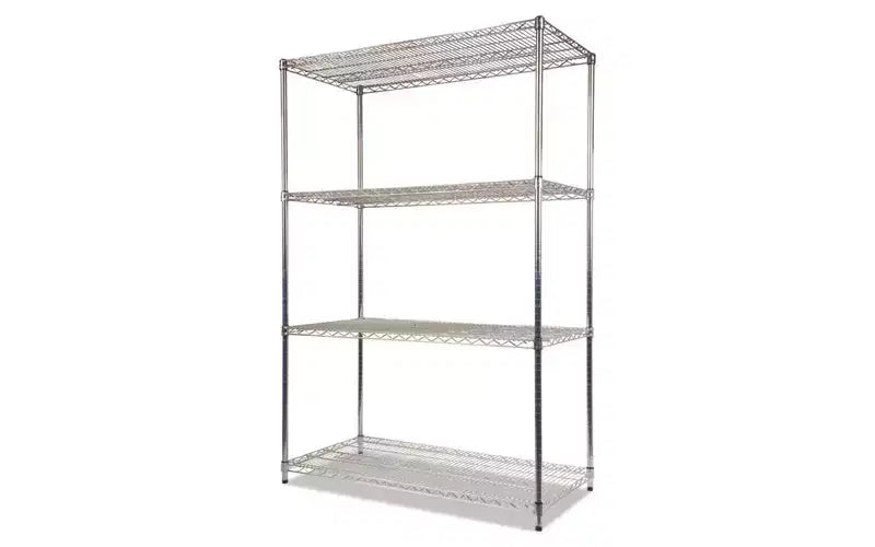 Kit d'étagères métalliques Alera à quatre niveaux certifié NSF, 48l x 24p x 72h, argent