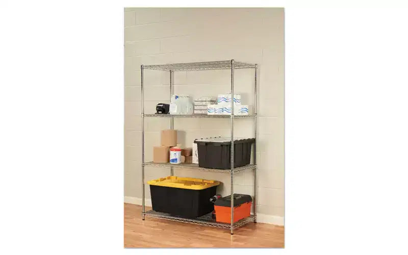 Kit d'étagères métalliques Alera à quatre niveaux certifié NSF, 48l x 24p x 72h, argent
