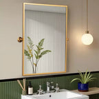 Miroir suspendu rectangulaire en fer forgé avec cadre doré et quincaillerie en laiton 91x61x4cm