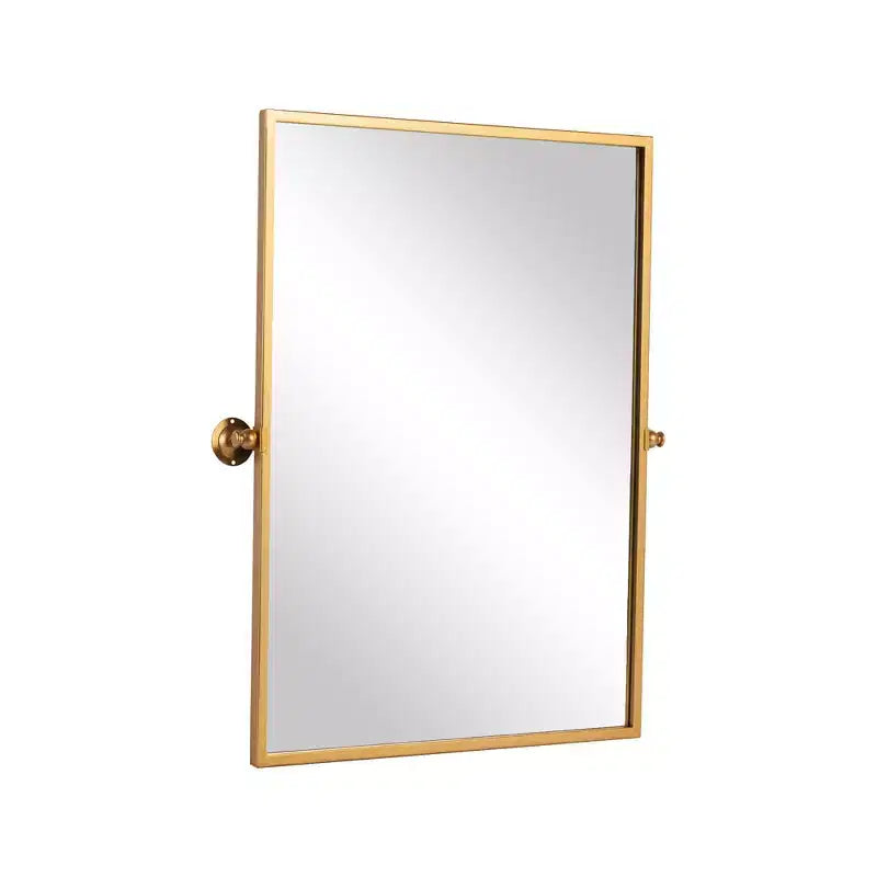 Miroir suspendu rectangulaire en fer forgé avec cadre doré et quincaillerie en laiton 91x61x4cm