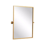 Miroir suspendu rectangulaire en fer forgé avec cadre doré et quincaillerie en laiton 91x61x4cm