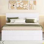 Lit Plateforme Moderne GDFStudio Julie en Bois Massif Taille Double avec Lit Gigogne Taille Simple, 2 Tiroirs et Tête de Lit
