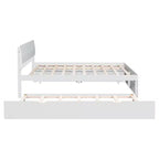 Lit Plateforme Moderne GDFStudio Julie en Bois Massif Taille Double avec Lit Gigogne Taille Simple, 2 Tiroirs et Tête de Lit