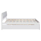 Lit Plateforme Moderne GDFStudio Julie en Bois Massif Taille Double avec Lit Gigogne Taille Simple, 2 Tiroirs et Tête de Lit