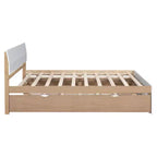 Lit Plateforme Moderne GDFStudio Julie en Bois Massif Taille Double avec Lit Gigogne Taille Simple, 2 Tiroirs et Tête de Lit