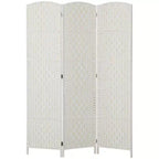 Paravent HOMCOM, Séparateur d'intimité pliable, Cloison portable en osier de 1,8 m de haut pour chambre à coucher, bureau à domicile, blanc