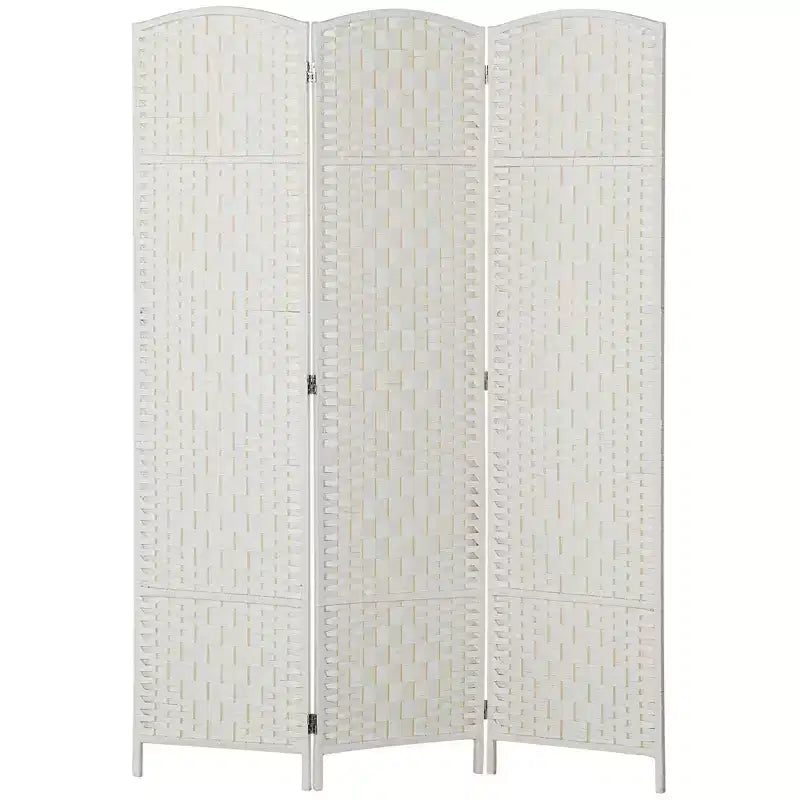 Paravent HOMCOM, Séparateur d'intimité pliable, Cloison portable en osier de 1,8 m de haut pour chambre à coucher, bureau à domicile, blanc