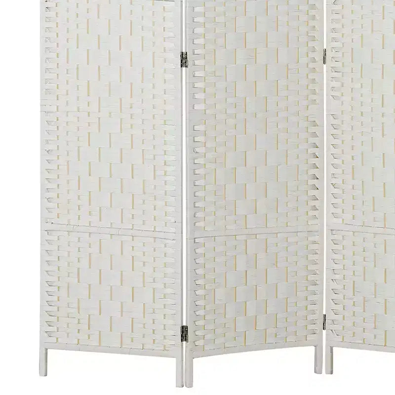 Paravent HOMCOM, Séparateur d'intimité pliable, Cloison portable en osier de 1,8 m de haut pour chambre à coucher, bureau à domicile, blanc