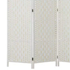 Paravent HOMCOM, Séparateur d'intimité pliable, Cloison portable en osier de 1,8 m de haut pour chambre à coucher, bureau à domicile, blanc