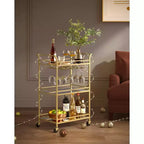 Chariot de bar, Desserte de bar à domicile, Petit chariot de bar avec étagère à 3 niveaux, Range-bouteilles, Porte-verres, Chariot de bar, 38 x 60 x 92 cm