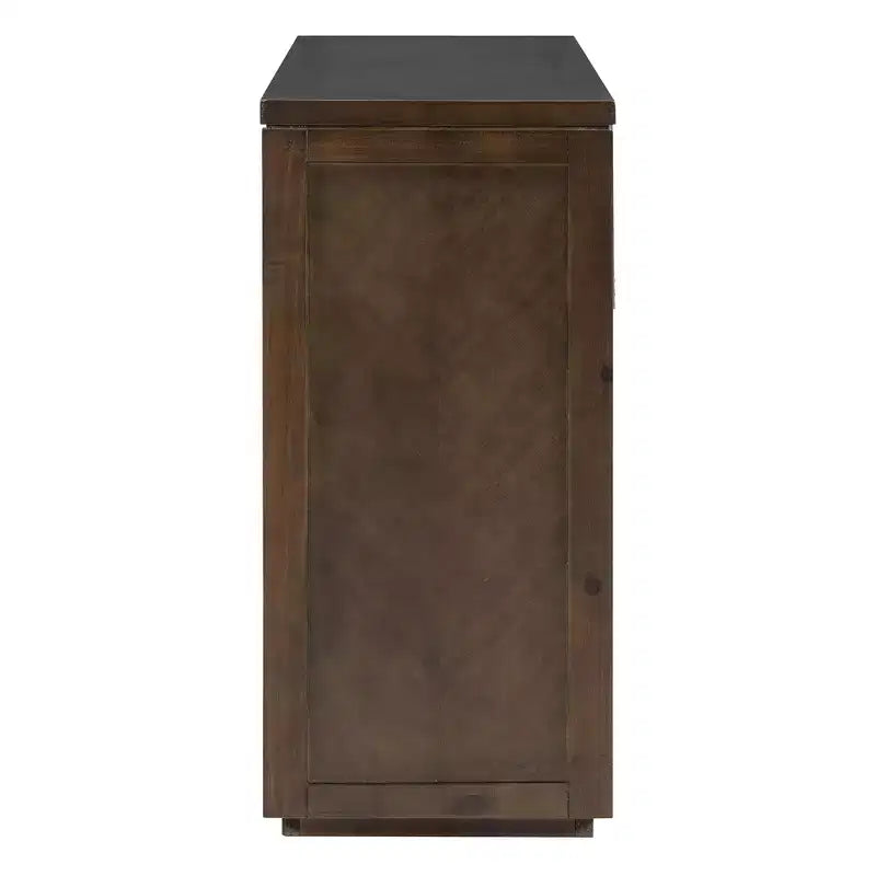 Table console rustique en bois avec tiroirs de rangement et étagère ouverte, élégante table d'entrée pour couloir et salon - ModernLuxe