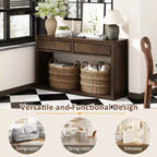 Table console rustique en bois avec tiroirs de rangement et étagère ouverte, élégante table d'entrée pour couloir et salon - ModernLuxe