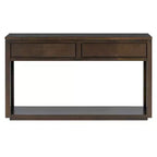 Table console rustique en bois avec tiroirs de rangement et étagère ouverte, élégante table d'entrée pour couloir et salon - ModernLuxe
