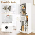 Meuble de rangement pour garde-manger Costway 166,4 cm de haut, meuble de cuisine moderne avec support micro-ondes marron/blanc