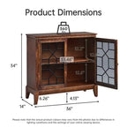 Armoire d'appoint de 91 cm de large avec 2 portes, armoire de rangement de style vintage avec pieds en bois massif-Farati